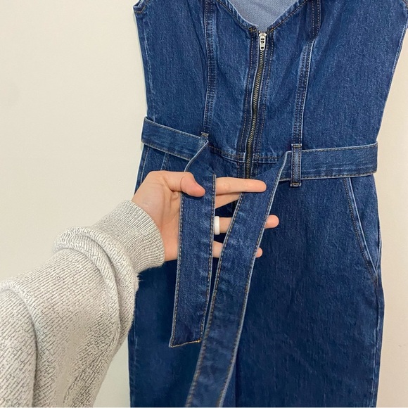 NWT Reformation Calypso Wide Leg Denim Jumpsuit size 0 - Picture 6 of 16